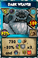 Wizard101 Ice spell card: Dark Weaver, Spell ID 9917