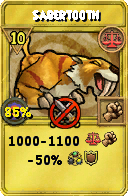 Wizard101 Balance spell card: Sabertooth, Spell ID 9918
