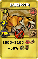 Wizard101 Balance spell card: Sabertooth, Spell ID 9925