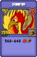 Wizard101 Fire spell card: Sunbird, Spell ID 9937