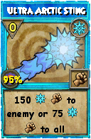 Wizard101 Ice spell card: Ultra Arctic Sting, Spell ID 9956