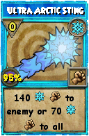 Wizard101 Ice spell card: Ultra Arctic Sting, Spell ID 9959
