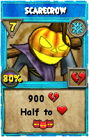 Wizard101 Ice spell card: Scarecrow, Spell ID 9970