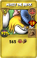 Wizard101 Balance spell card: Mikey the Brick, Spell ID 9976