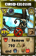 Wizard101 Myth spell card: Cursed Colossus, Spell ID 9977