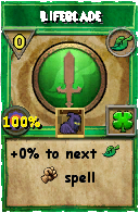 Wizard101 Life spell card: Lifeblade, Spell ID 9981