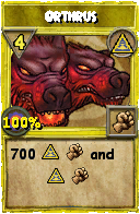 Wizard101 Myth spell card: Orthrus, Spell ID 9997