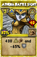 Wizard101 Myth spell card: Athena Battle Sight, Spell ID 9806