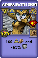 Wizard101 Myth spell card: Athena Battle Sight, Spell ID 9404