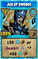 Wizard101 Ice spell card: Ace of Swords, Spell ID 9522