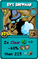 Wizard101 Ice spell card: Evil Snowman, Spell ID 9348