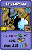 Wizard101 Ice spell card: Evil Snowman, Spell ID 9348