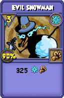 Wizard101 Ice spell card: Evil Snowman, Spell ID 9377