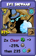 Wizard101 Ice spell card: Evil Snowman, Spell ID 9378