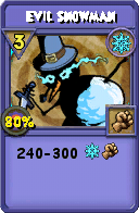 Wizard101 Ice spell card: Evil Snowman, Spell ID 9044