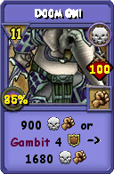 Wizard101 Death spell card: Doom Oni, Spell ID 9856