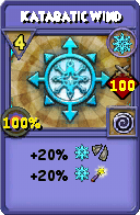 Wizard101 Ice spell card: Katabatic Wind, Spell ID 9340