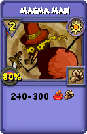 Wizard101 Sun spell card: Magma Man, Spell ID 9594