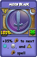 Wizard101 Moon spell card: Moon Blade, Spell ID 9589