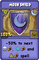 Wizard101 Moon spell card: Moon Shield, Spell ID 9415