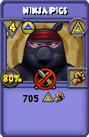 Wizard101 Myth spell card: Ninja Pigs, Spell ID 9067