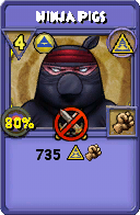 Wizard101 Myth spell card: Ninja Pigs, Spell ID 9065