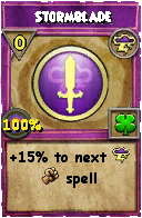 Wizard101 Storm spell card: Stormblade, Spell ID 9865