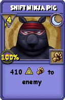 Wizard101 Moon spell card: Shift Ninja Pig, Spell ID 9422