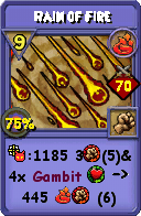 Wizard101 Fire spell card: Rain of Fire, Spell ID 9142