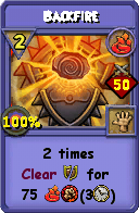 Wizard101 Fire spell card: Backfire, Spell ID 9872