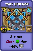 Wizard101 Ice spell card: Wall of Blades, Spell ID 9303