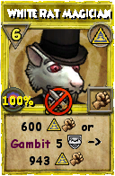 Wizard101 Myth spell card: White Rat Magician, Spell ID 9349