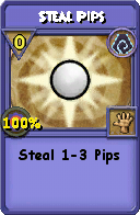 Wizard101 Shadow spell card: Steal Pips, Spell ID 9849