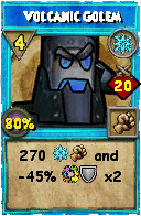 Wizard101 Ice spell card: Volcanic Golem, Spell ID 9715