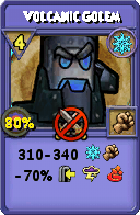 Wizard101 Ice spell card: Volcanic Golem, Spell ID 9722
