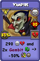Wizard101 Death spell card: Vampire, Spell ID 9996