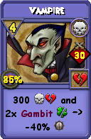 Wizard101 Death spell card: Vampire, Spell ID 9997