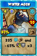 Wizard101 Ice spell card: Winter Moon, Spell ID 9769