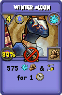 Wizard101 Ice spell card: Winter Moon, Spell ID 9778