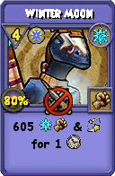 Wizard101 Ice spell card: Winter Moon, Spell ID 9785