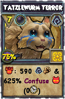 Wizard101 Shadow spell card: Tatzlewurm Terror, Spell ID 10001