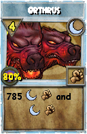 Wizard101 Moon spell card: Orthrus, Spell ID 10004