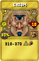 Wizard101 Myth spell card: Cyclops, Spell ID 10005