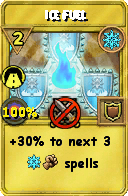 Wizard101 Ice spell card: Ice Fuel, Spell ID 10010