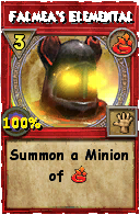 Wizard101 Fire spell card: Falmea's Elemental, Spell ID 10047