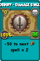 Wizard101 Death spell card: Debuff - Damage Single, Spell ID 10075
