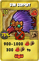 Wizard101 Fire spell card: Sun Serpent, Spell ID 10082