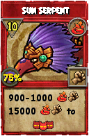 Wizard101 Fire spell card: Sun Serpent, Spell ID 10083