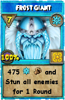Wizard101 Ice spell card: Frost Giant, Spell ID 10090