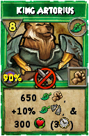 Wizard101 Life spell card: King Artorius, Spell ID 10094